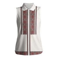 Ukraine Vyshyvanka Day Women Sleeveless Polo Shirt Ukrainian Folk Seamless