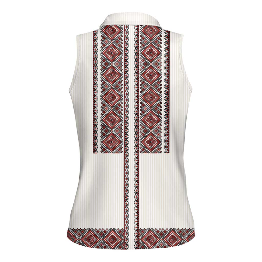 Ukraine Vyshyvanka Day Women Sleeveless Polo Shirt Ukrainian Folk Seamless
