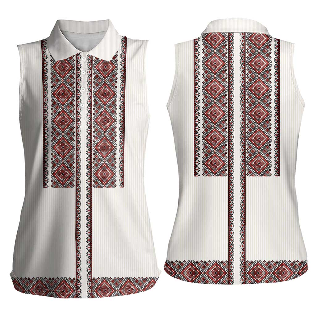Ukraine Vyshyvanka Day Women Sleeveless Polo Shirt Ukrainian Folk Seamless