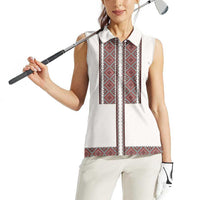 Ukraine Vyshyvanka Day Women Sleeveless Polo Shirt Ukrainian Folk Seamless