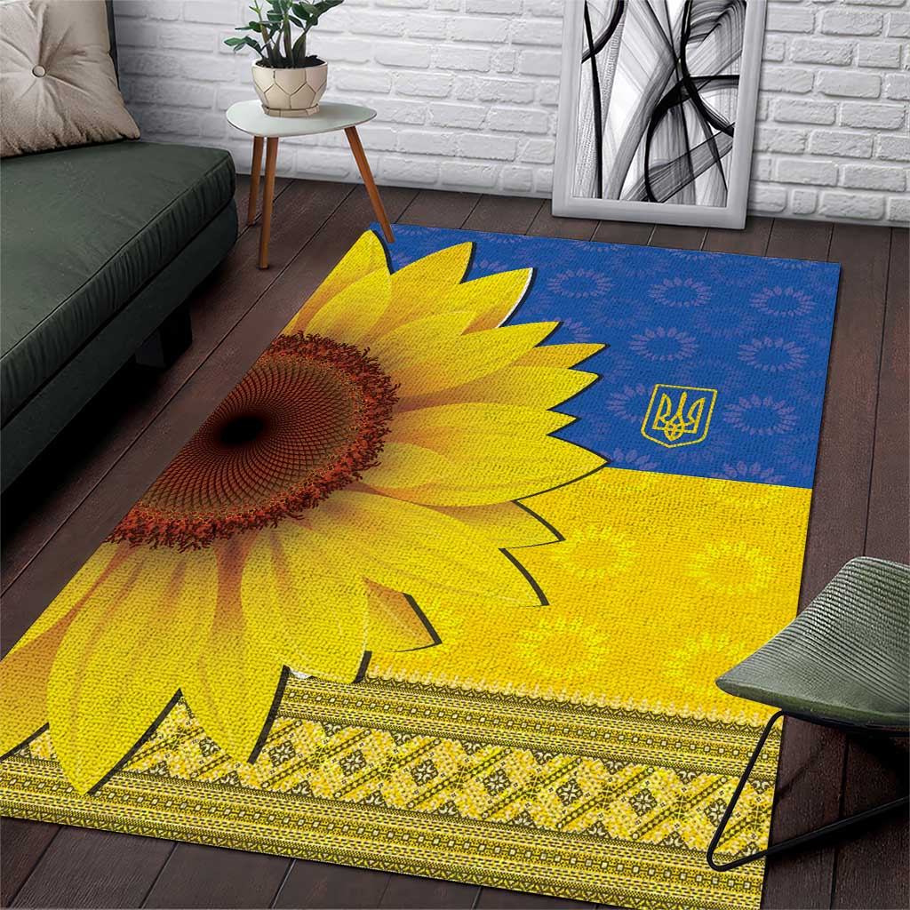 Ukraine National Flag Day Area Rug 23 August with Sunflower