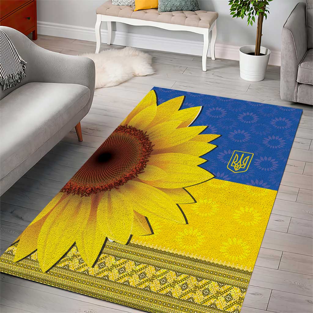 Ukraine National Flag Day Area Rug 23 August with Sunflower