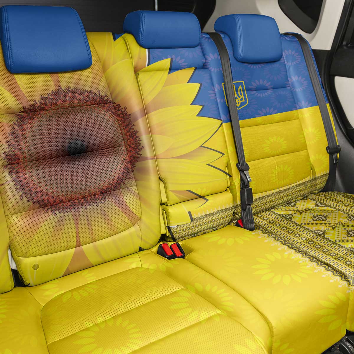 Ukraine National Flag Day Back Car Seat Cover 23 August with Sunflower