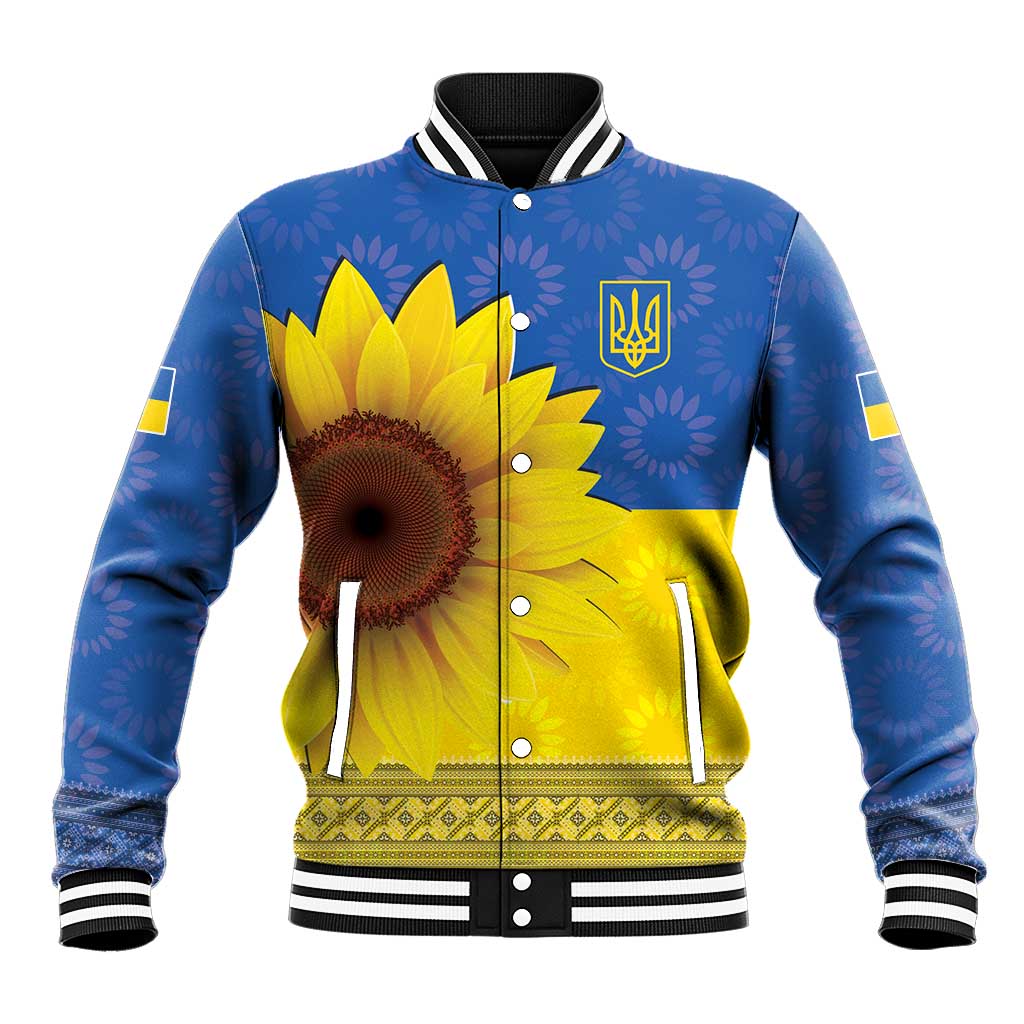 Ukraine National Flag Day Baseball Jacket 23 August with Sunflower