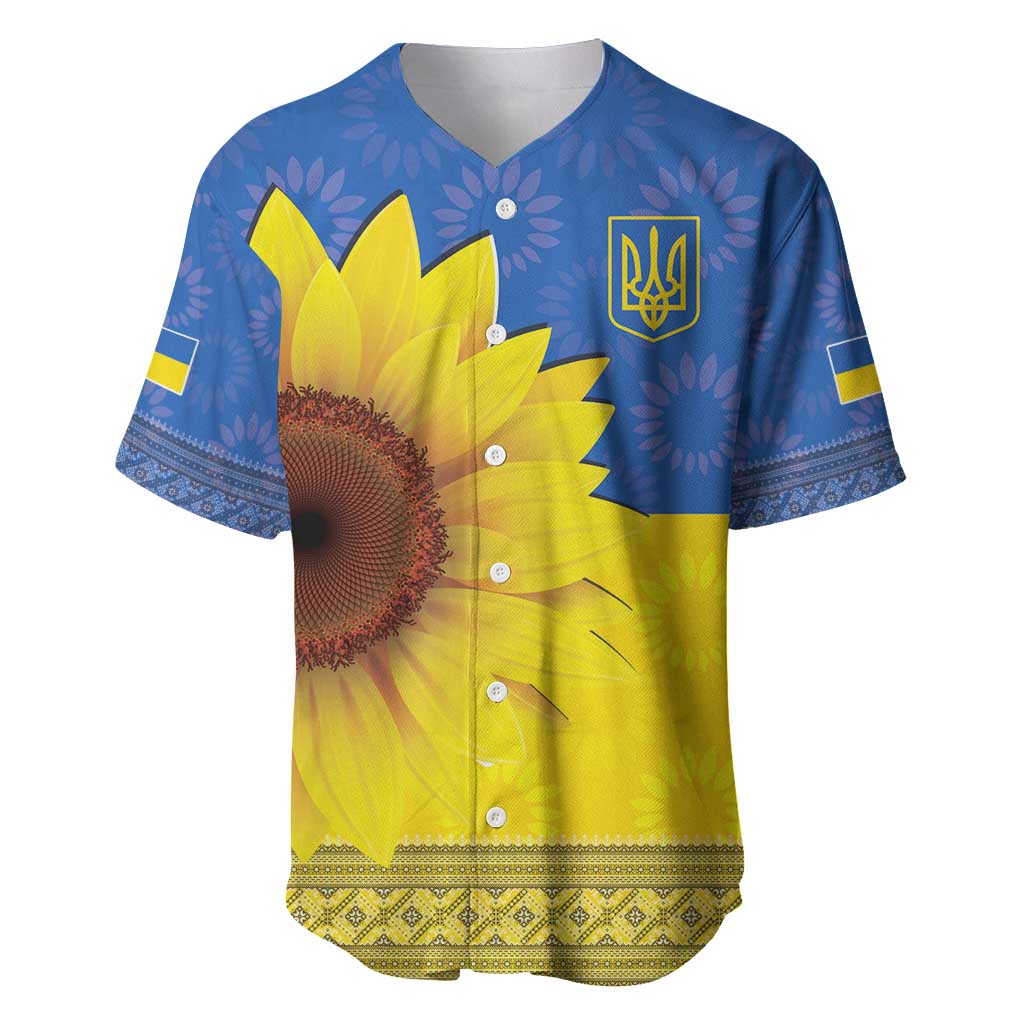 Ukraine National Flag Day Baseball Jersey 23 August with Sunflower