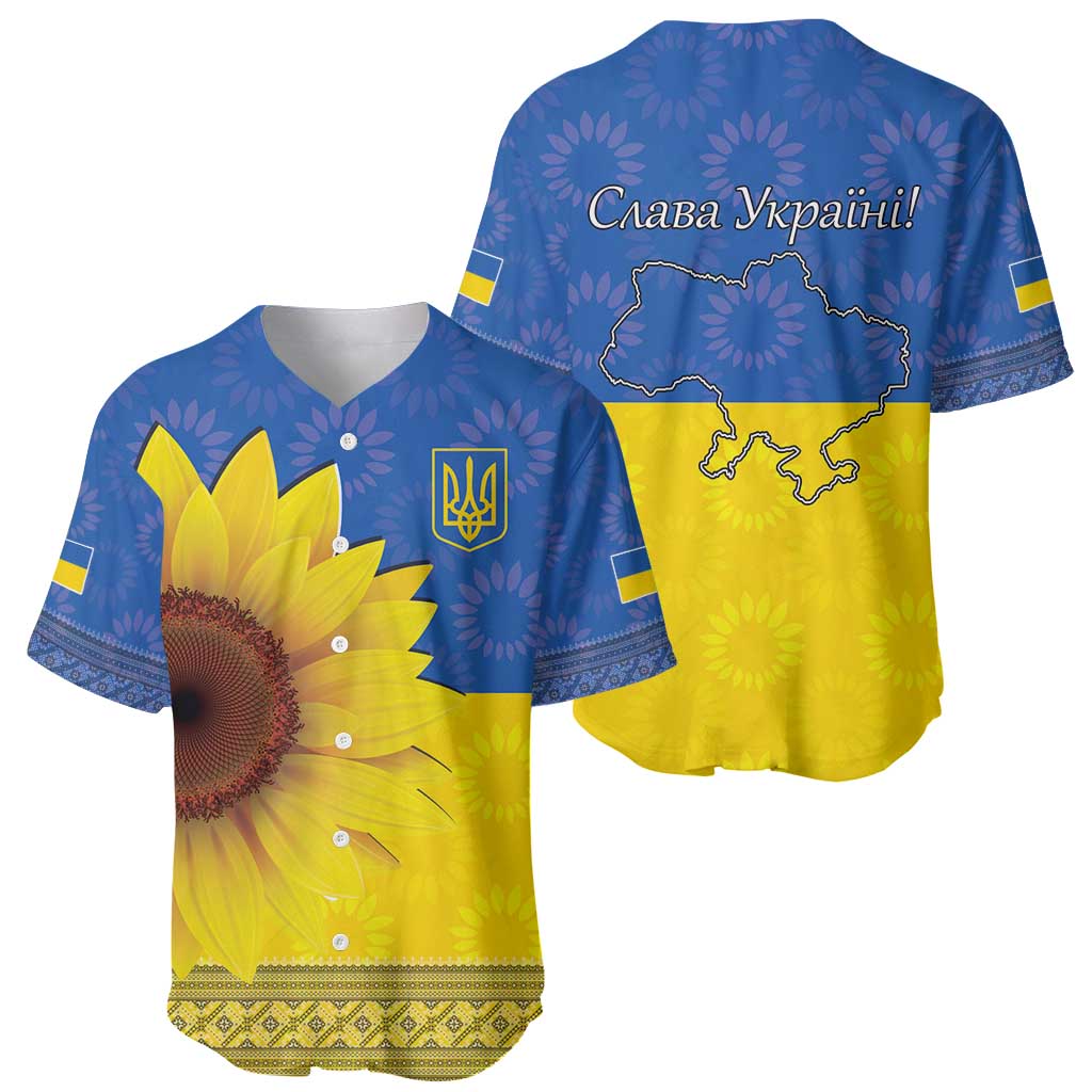 Ukraine National Flag Day Baseball Jersey 23 August with Sunflower