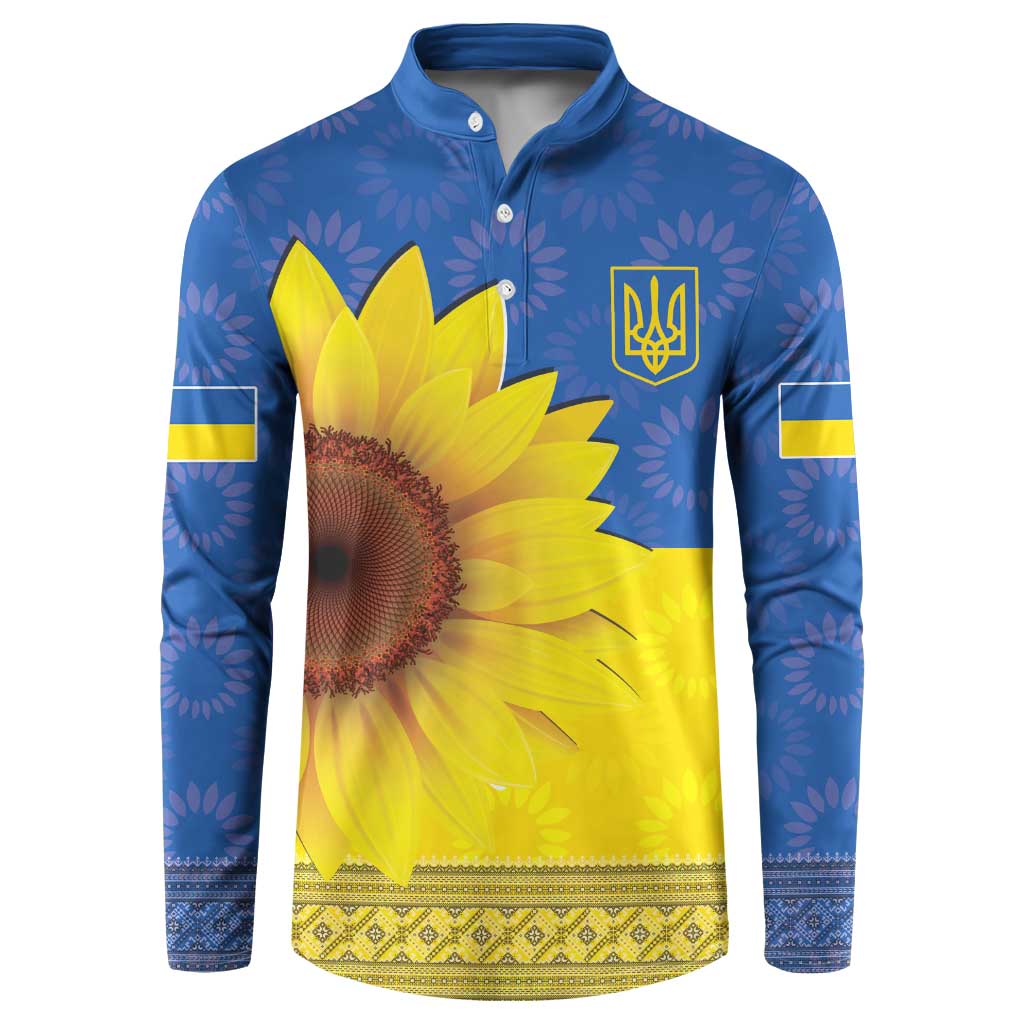 Ukraine National Flag Day Button Sweatshirt 23 August with Sunflower