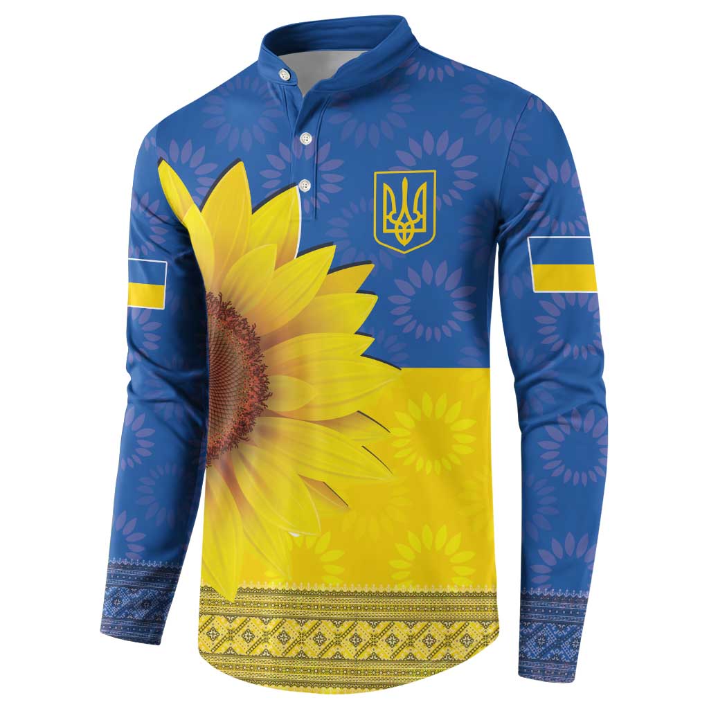 Ukraine National Flag Day Button Sweatshirt 23 August with Sunflower