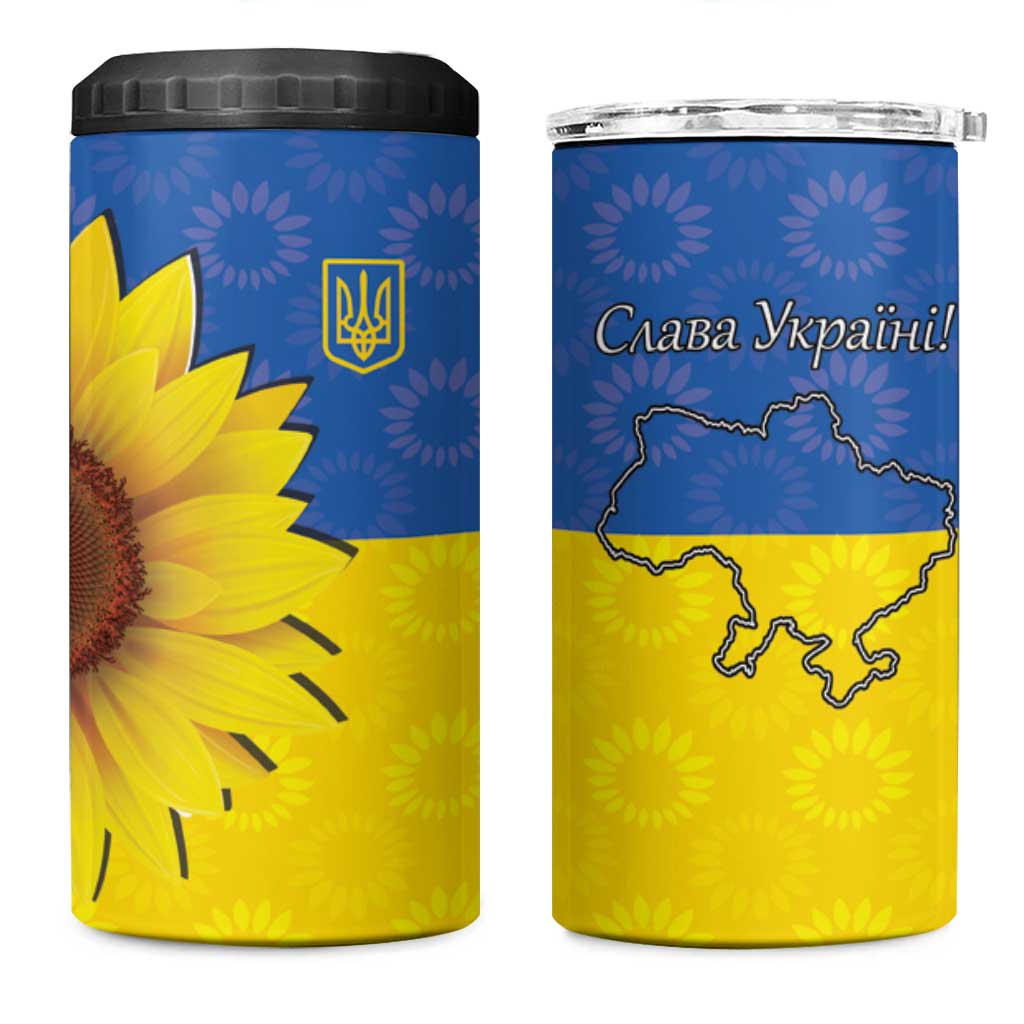 Ukraine National Flag Day 4 in 1 Can Cooler Tumbler 23 August with Sunflower