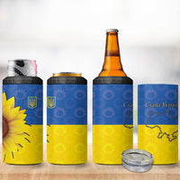 Ukraine National Flag Day 4 in 1 Can Cooler Tumbler 23 August with Sunflower