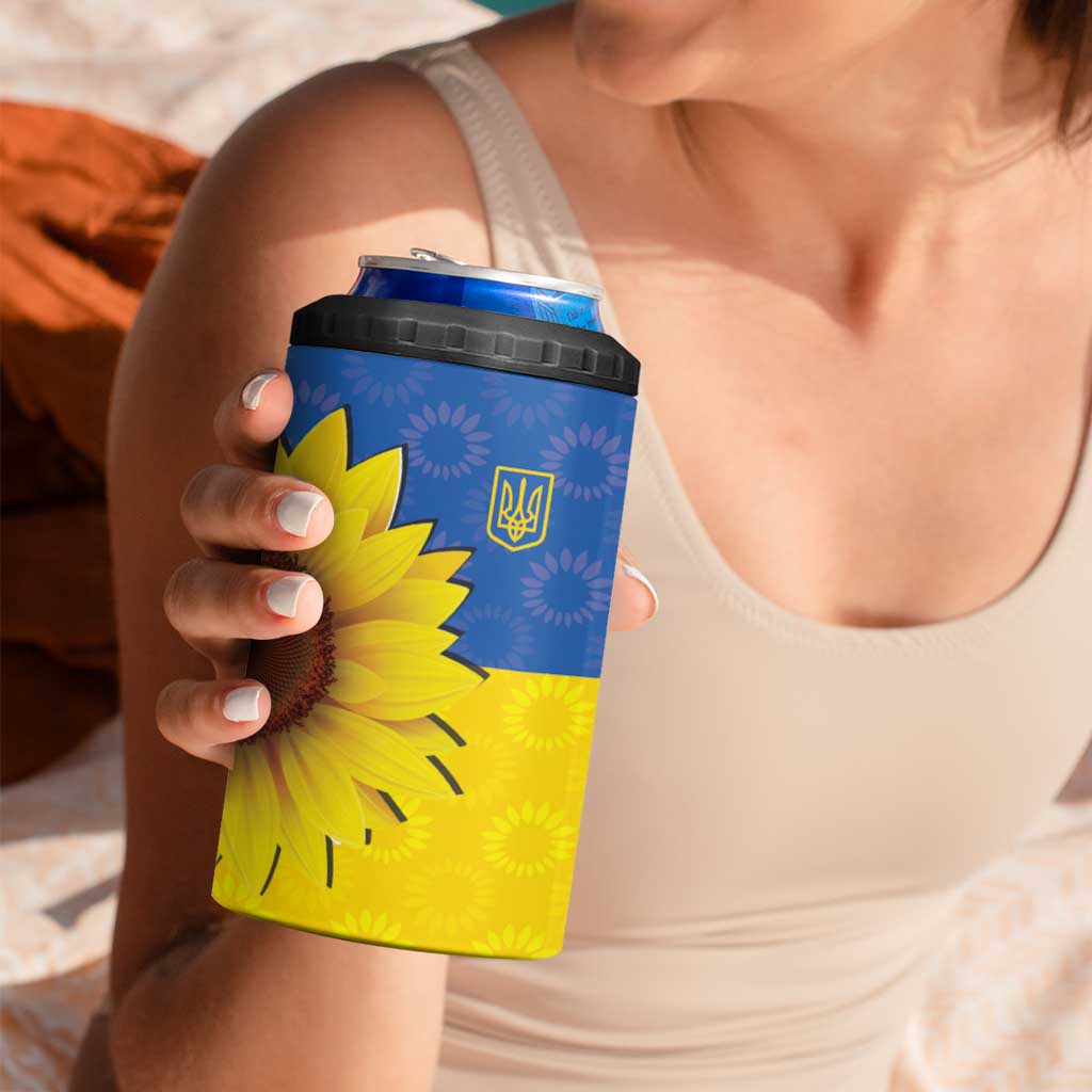 Ukraine National Flag Day 4 in 1 Can Cooler Tumbler 23 August with Sunflower