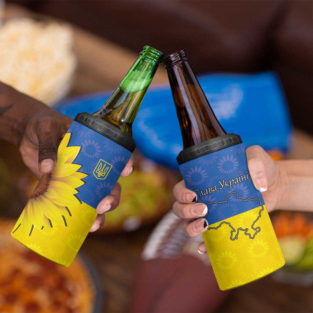 Ukraine National Flag Day 4 in 1 Can Cooler Tumbler 23 August with Sunflower