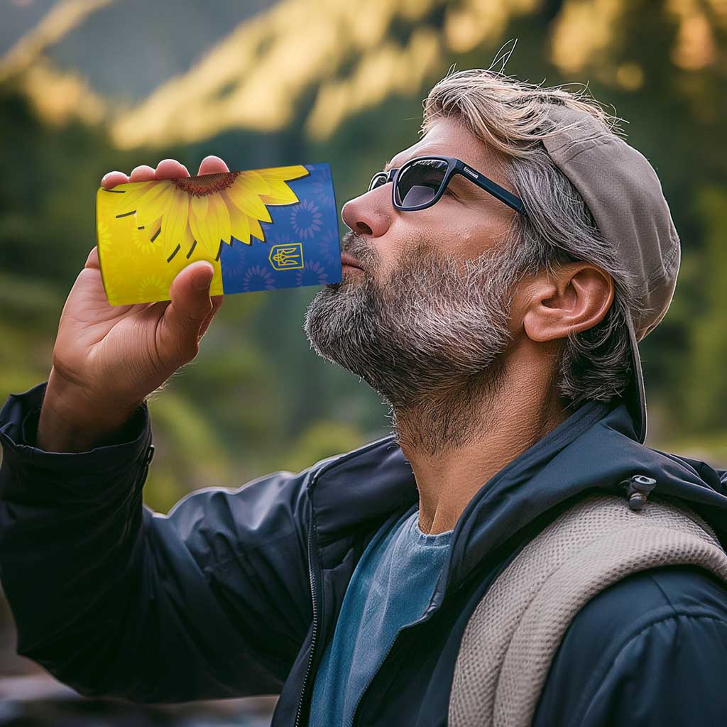 Ukraine National Flag Day 4 in 1 Can Cooler Tumbler 23 August with Sunflower