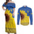 Ukraine National Flag Day Couples Matching Off Shoulder Maxi Dress and Long Sleeve Button Shirt 23 August with Sunflower