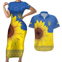 Ukraine National Flag Day Couples Matching Short Sleeve Bodycon Dress and Hawaiian Shirt 23 August with Sunflower