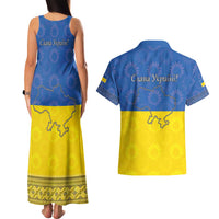 Ukraine National Flag Day Couples Matching Tank Maxi Dress and Hawaiian Shirt 23 August with Sunflower