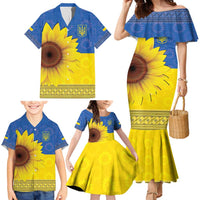 Ukraine National Flag Day Family Matching Mermaid Dress and Hawaiian Shirt 23 August with Sunflower