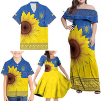 Ukraine National Flag Day Family Matching Off Shoulder Maxi Dress and Hawaiian Shirt 23 August with Sunflower