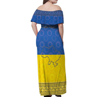 Ukraine National Flag Day Family Matching Off Shoulder Maxi Dress and Hawaiian Shirt 23 August with Sunflower