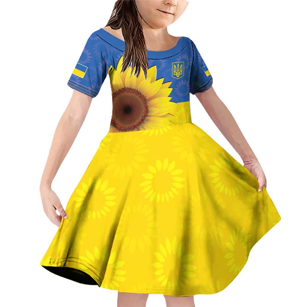 Ukraine National Flag Day Family Matching Off Shoulder Short Dress and Hawaiian Shirt 23 August with Sunflower