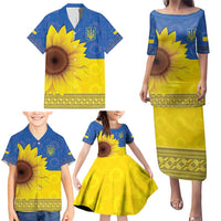 Ukraine National Flag Day Family Matching Puletasi and Hawaiian Shirt 23 August with Sunflower