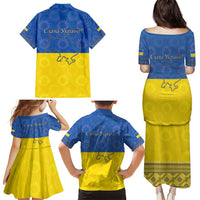 Ukraine National Flag Day Family Matching Puletasi and Hawaiian Shirt 23 August with Sunflower