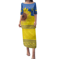 Ukraine National Flag Day Family Matching Puletasi and Hawaiian Shirt 23 August with Sunflower