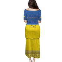 Ukraine National Flag Day Family Matching Puletasi and Hawaiian Shirt 23 August with Sunflower