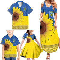Ukraine National Flag Day Family Matching Summer Maxi Dress and Hawaiian Shirt 23 August with Sunflower