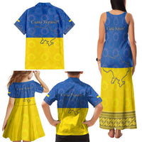 Ukraine National Flag Day Family Matching Tank Maxi Dress and Hawaiian Shirt 23 August with Sunflower
