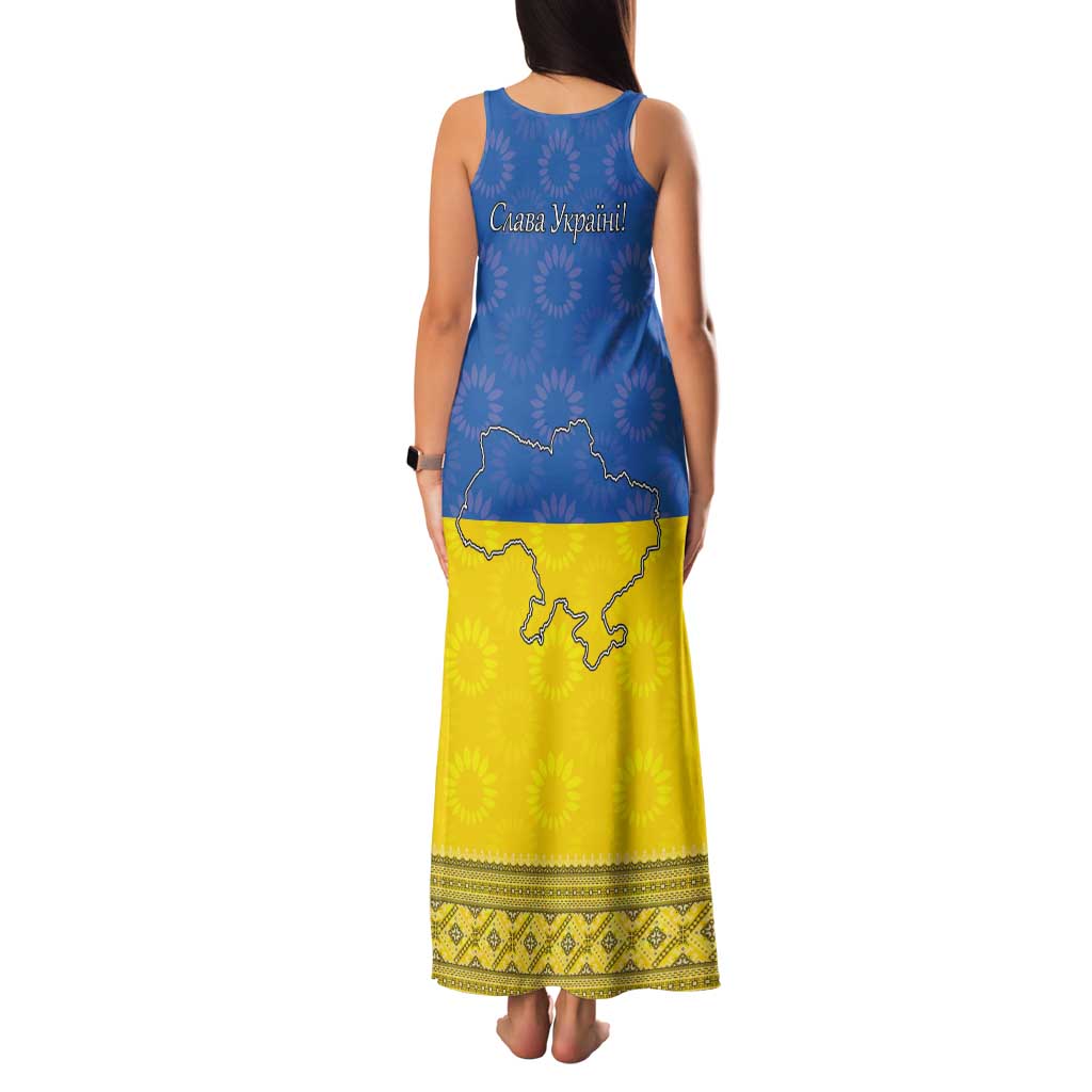 Ukraine National Flag Day Family Matching Tank Maxi Dress and Hawaiian Shirt 23 August with Sunflower