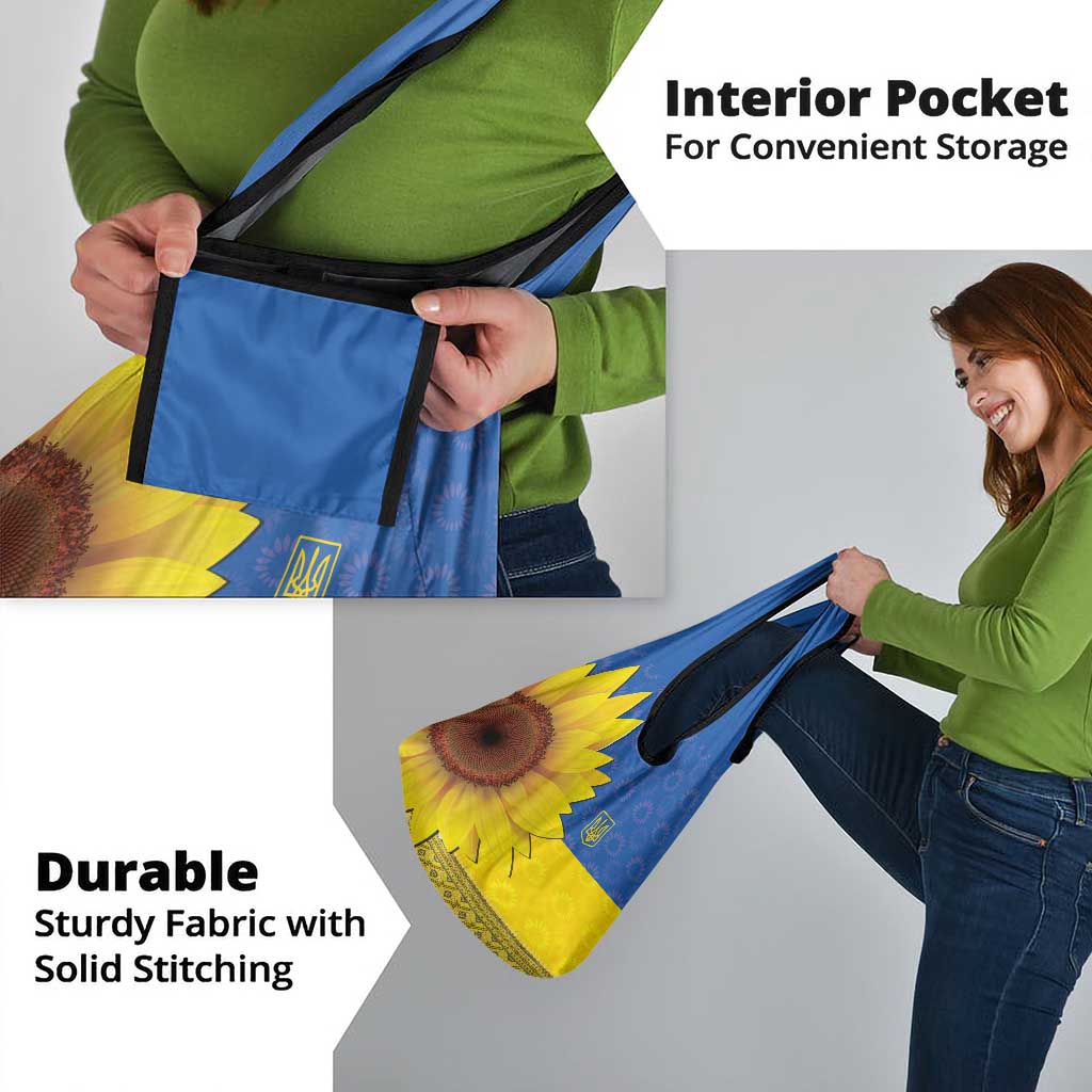 Ukraine National Flag Day Grocery Bag 23 August with Sunflower