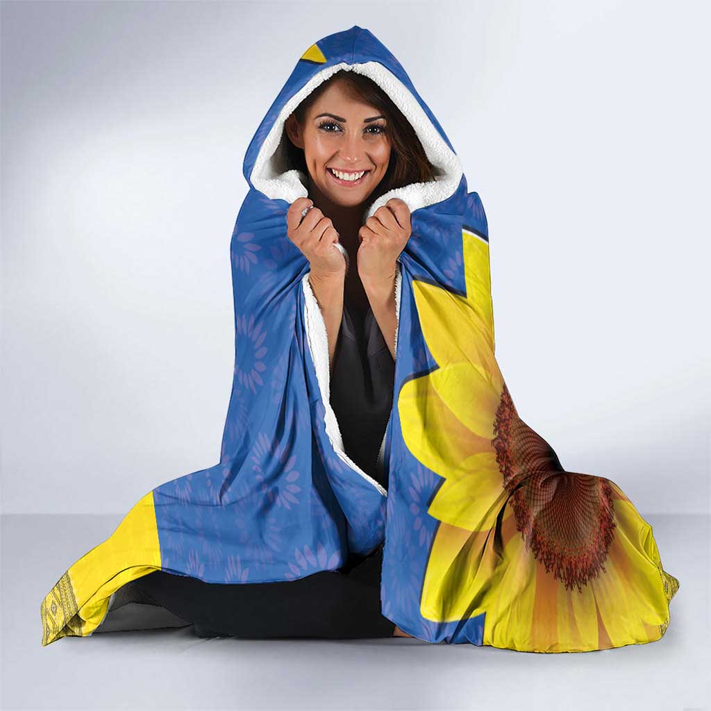 Ukraine National Flag Day Hooded Blanket 23 August with Sunflower