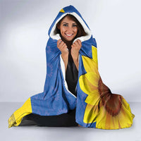 Ukraine National Flag Day Hooded Blanket 23 August with Sunflower