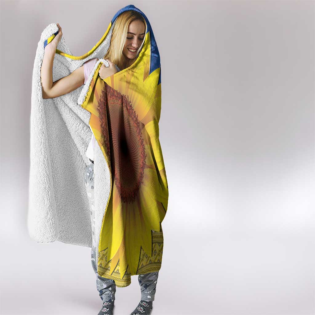 Ukraine National Flag Day Hooded Blanket 23 August with Sunflower