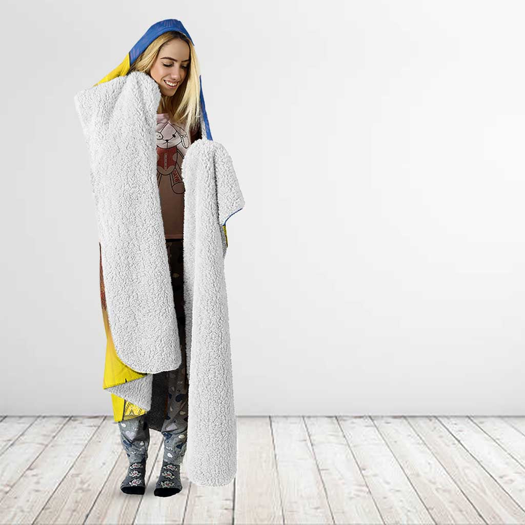 Ukraine National Flag Day Hooded Blanket 23 August with Sunflower