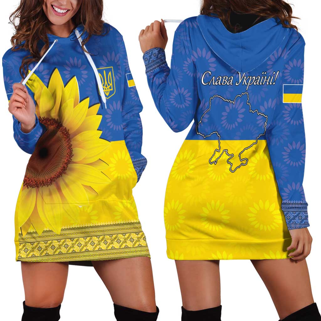 Ukraine National Flag Day Hoodie Dress 23 August with Sunflower