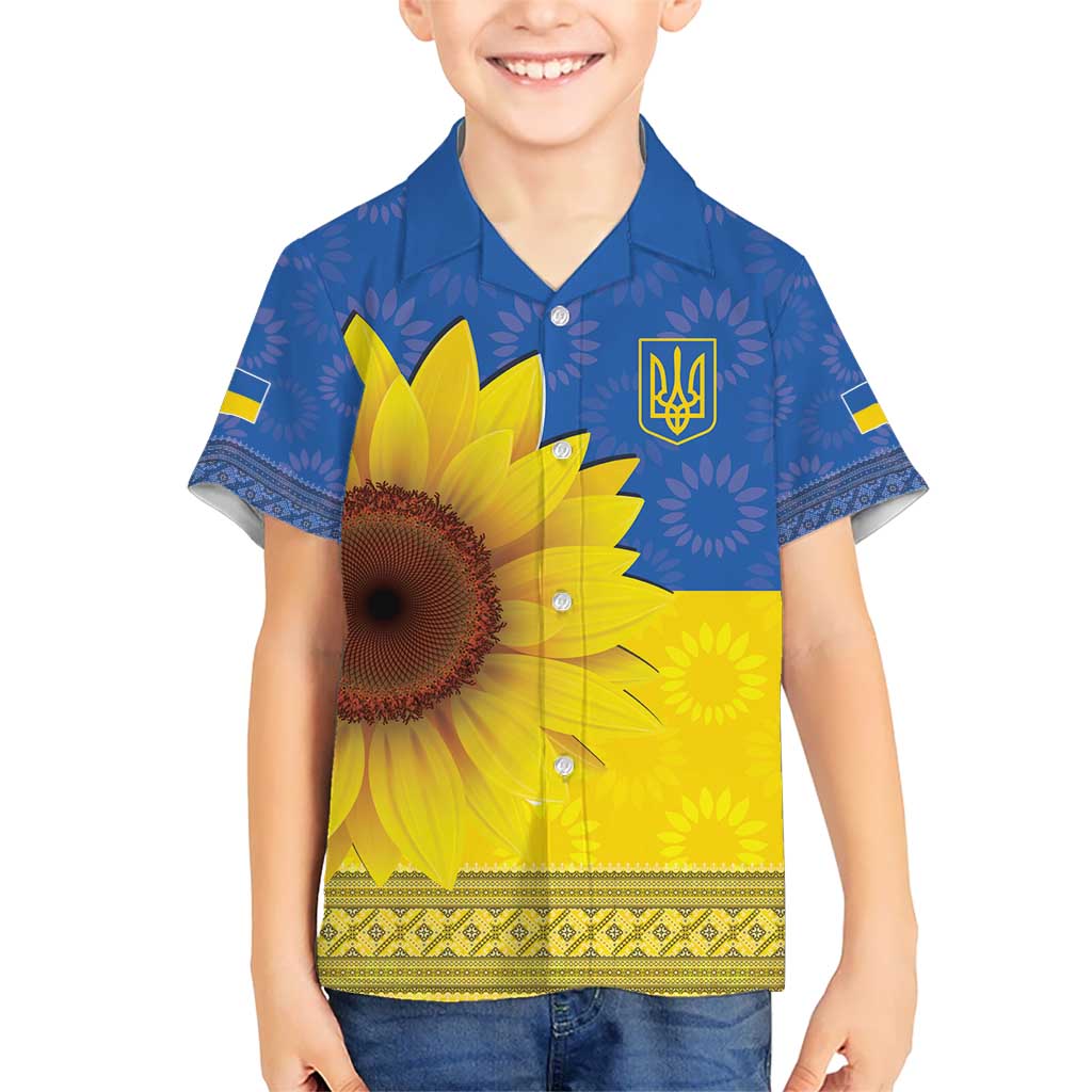 Ukraine National Flag Day Kid Hawaiian Shirt 23 August with Sunflower