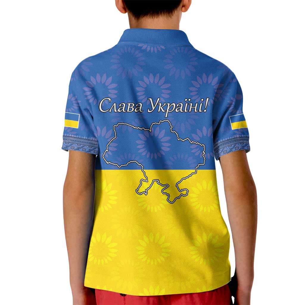 Ukraine National Flag Day Kid Polo Shirt 23 August with Sunflower