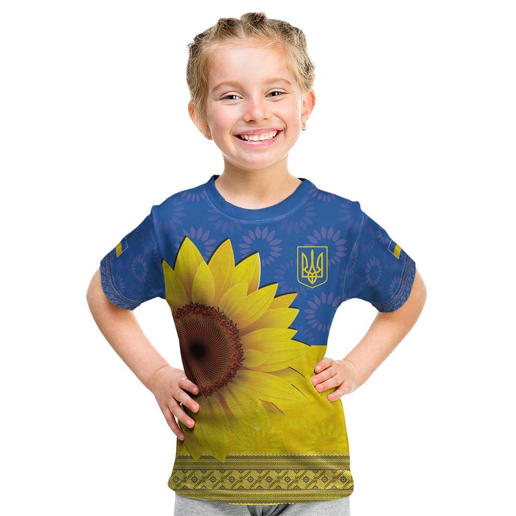 Ukraine National Flag Day Kid T Shirt 23 August with Sunflower