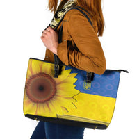 Ukraine National Flag Day Leather Tote Bag 23 August with Sunflower