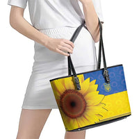 Ukraine National Flag Day Leather Tote Bag 23 August with Sunflower