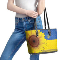Ukraine National Flag Day Leather Tote Bag 23 August with Sunflower