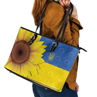 Ukraine National Flag Day Leather Tote Bag 23 August with Sunflower