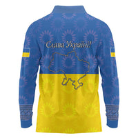 Ukraine National Flag Day Long Sleeve Polo Shirt 23 August with Sunflower