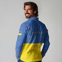 Ukraine National Flag Day Long Sleeve Polo Shirt 23 August with Sunflower