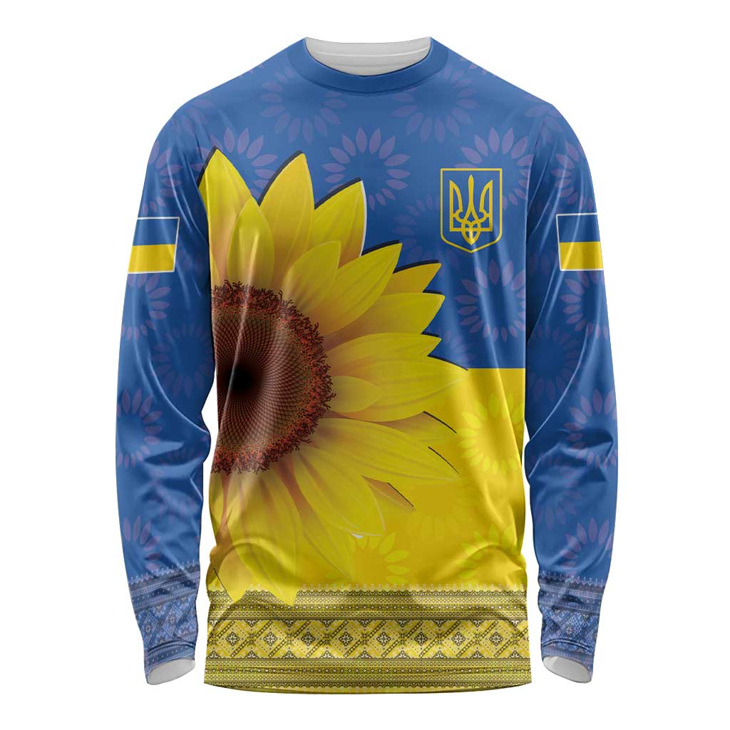 Ukraine National Flag Day Long Sleeve Shirt 23 August with Sunflower