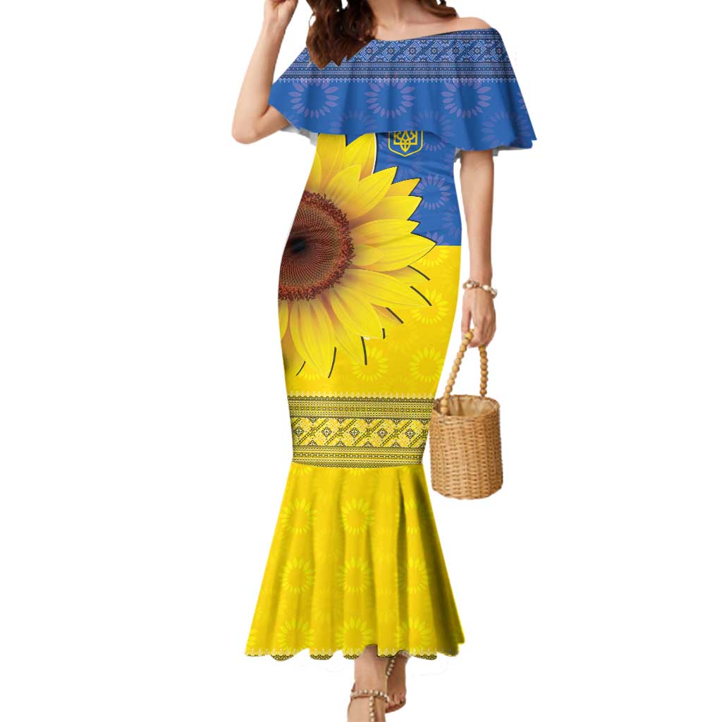 Ukraine National Flag Day Mermaid Dress 23 August with Sunflower