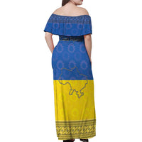 Ukraine National Flag Day Off Shoulder Maxi Dress 23 August with Sunflower