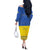Ukraine National Flag Day Off The Shoulder Long Sleeve Dress 23 August with Sunflower